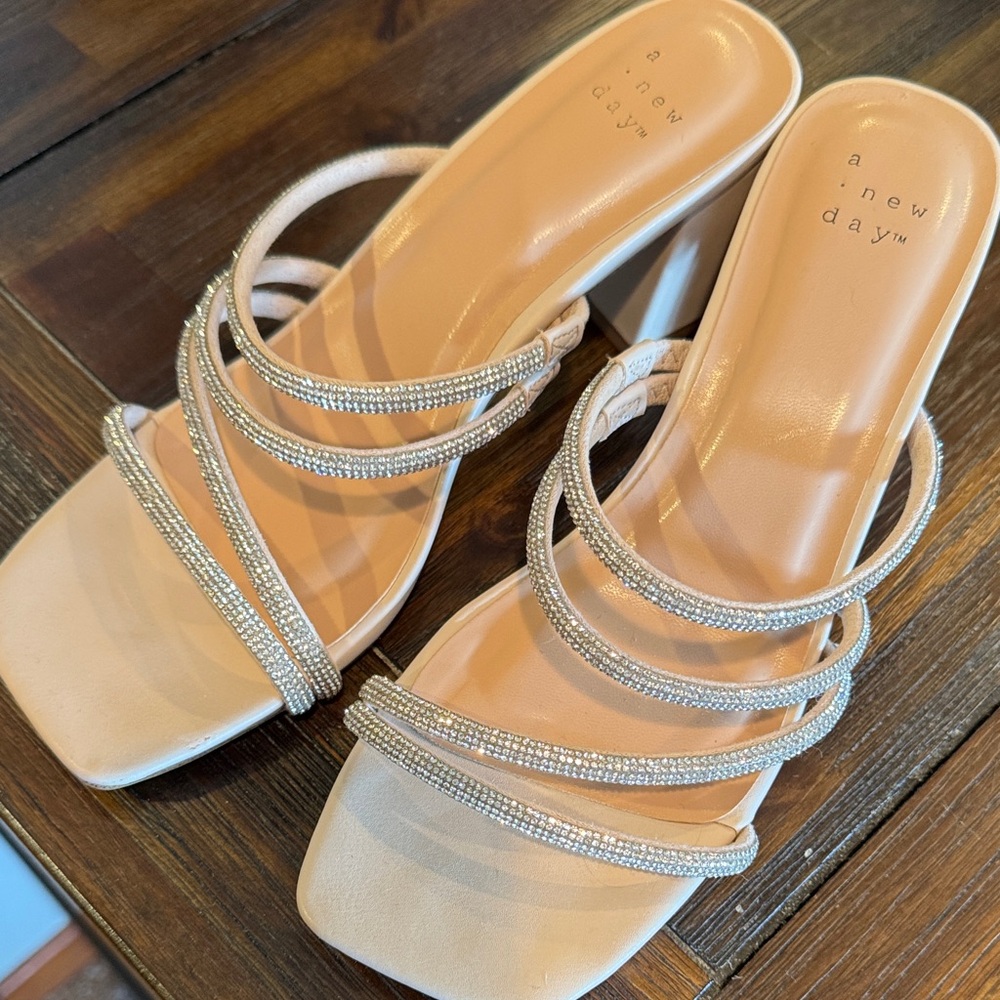 A New Day Women's Cream Strappy Heels